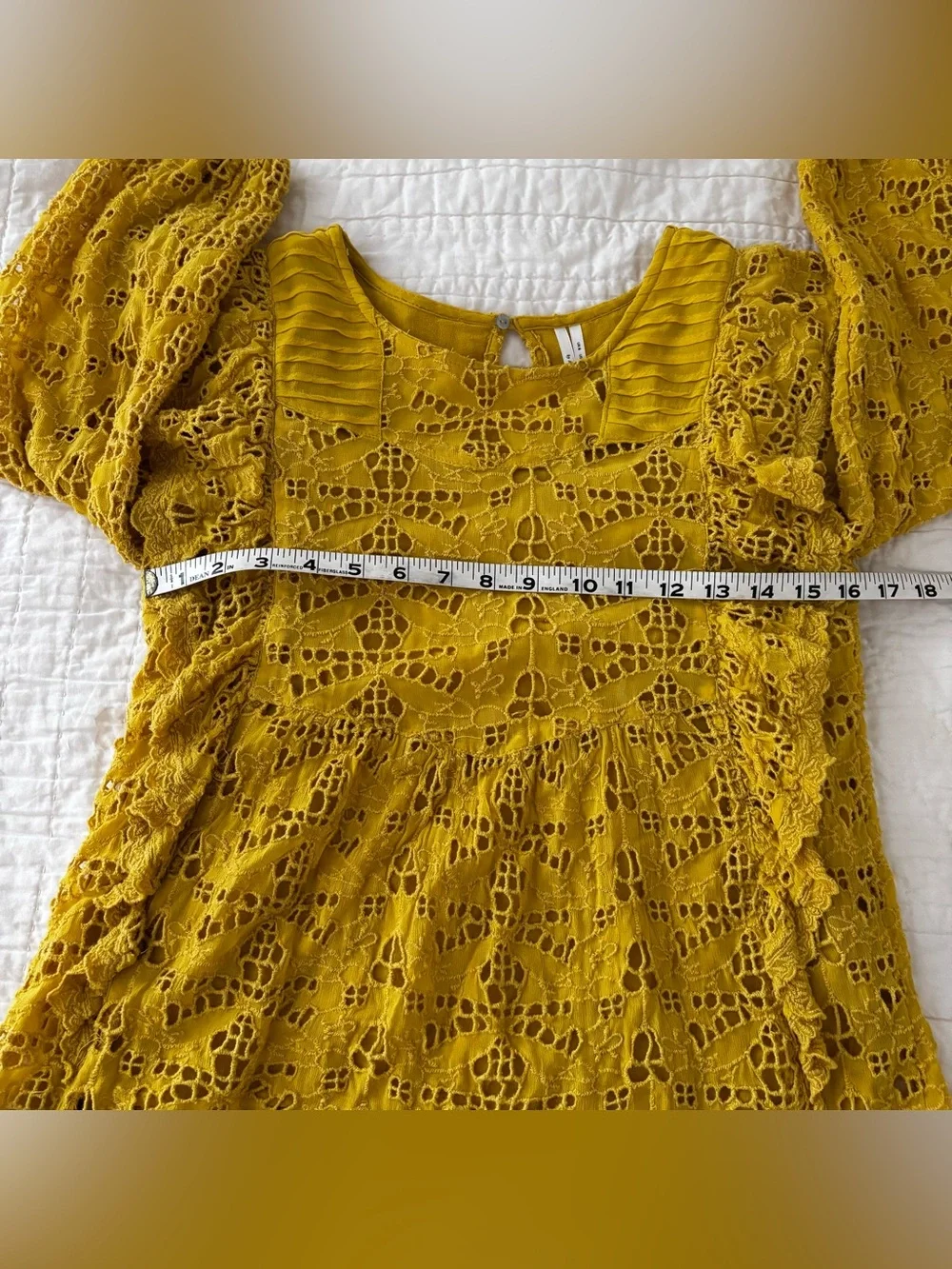 Anthropologie Maeve Clementine Ruffled Eyelet Women’s 2 Blouse Yellow Flowy Boho